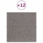 vidaXL Paneles de pared 12 uds tela gris claro 30x30 cm 1,08 m²
