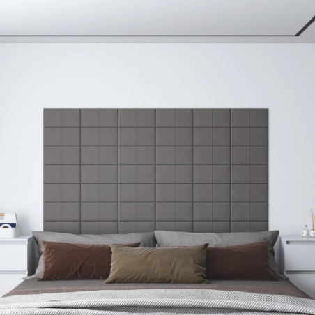 vidaXL Paneles de pared 12 uds tela gris claro 30x15 cm 0,54 m²