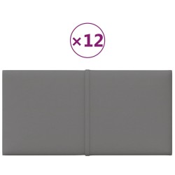 vidaXL Paneles de pared 12 uds tela gris claro 30x15 cm 0,54 m²