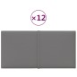 vidaXL Paneles de pared 12 uds tela gris claro 30x15 cm 0,54 m²