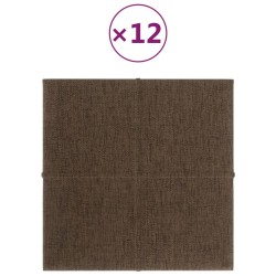 vidaXL Paneles de pared 12 uds tela marrón 30x30 cm 1,08 m²