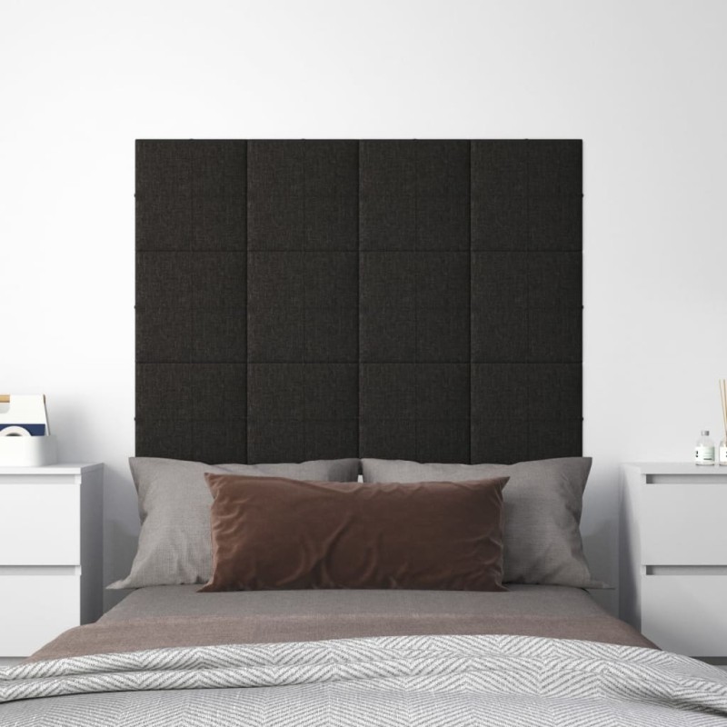 vidaXL Paneles de pared 12 uds tela negro 30x30 cm 1,08 m² vidaXL Paneles de pared 12 uds tela negro 30x30 cm 1,08 m²