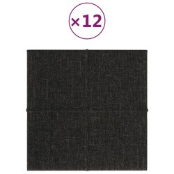 vidaXL Paneles de pared 12 uds tela negro 30x30 cm 1,08 m²