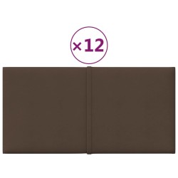 vidaXL Paneles de pared 12 uds tela marrón 30x15 cm 0,54 m²