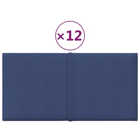 vidaXL Paneles de pared 12 uds tela azul 30x15 cm 0,54 m²