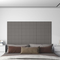 vidaXL Paneles de pared 12 uds tela gris claro 60x15 cm 1,08 m²