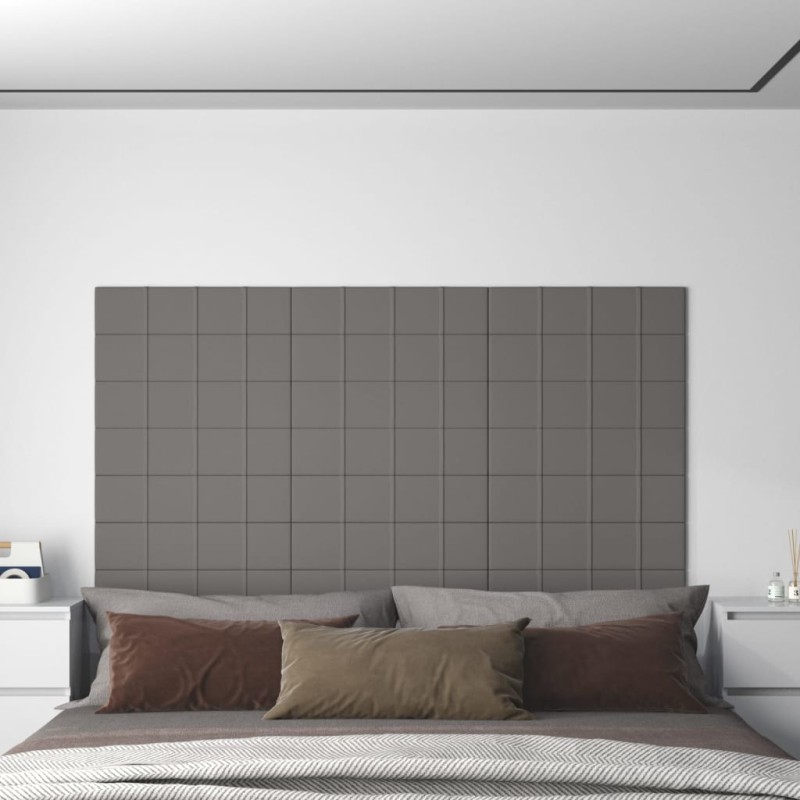vidaXL Paneles de pared 12 uds tela gris claro 60x15 cm 1,08 m² vidaXL Paneles de pared 12 uds tela gris claro 60x15 cm 1,08 m²