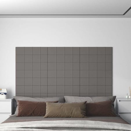 vidaXL Paneles de pared 12 uds tela gris claro 60x15 cm 1,08 m²