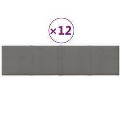 vidaXL Paneles de pared 12 uds tela gris claro 60x15 cm 1,08 m²