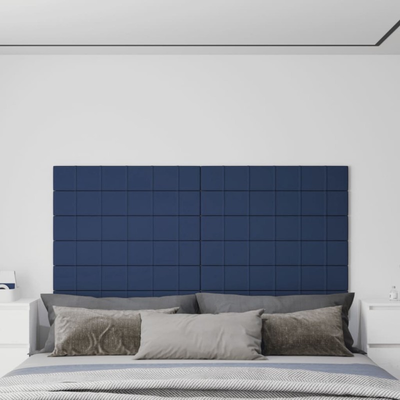 vidaXL Paneles de pared 12 uds tela azul 90x15 cm 1,62 m² vidaXL Paneles de pared 12 uds tela azul 90x15 cm 1,62 m²