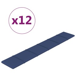 vidaXL Paneles de pared 12 uds tela azul 90x15 cm 1,62 m²