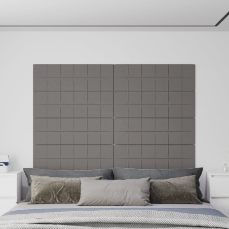 vidaXL Paneles de pared 12 uds tela gris claro 90x30 cm 3,24 m²