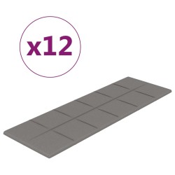 vidaXL Paneles de pared 12 uds tela gris claro 90x30 cm 3,24 m²