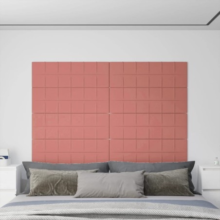 vidaXL Paneles de pared 12 uds terciopelo rosa 90x30 cm 3,24 m²