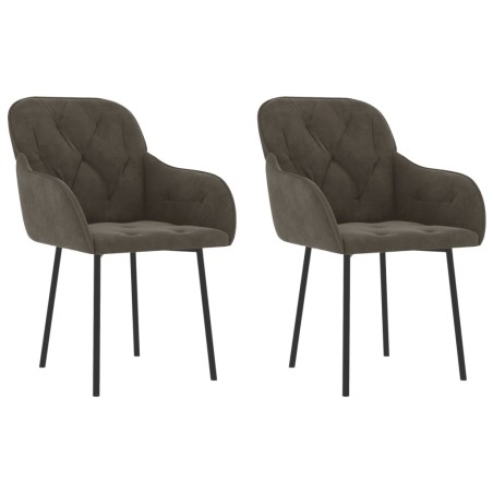 vidaXL Sillas de comedor 2 unidades terciopelo gris oscuro