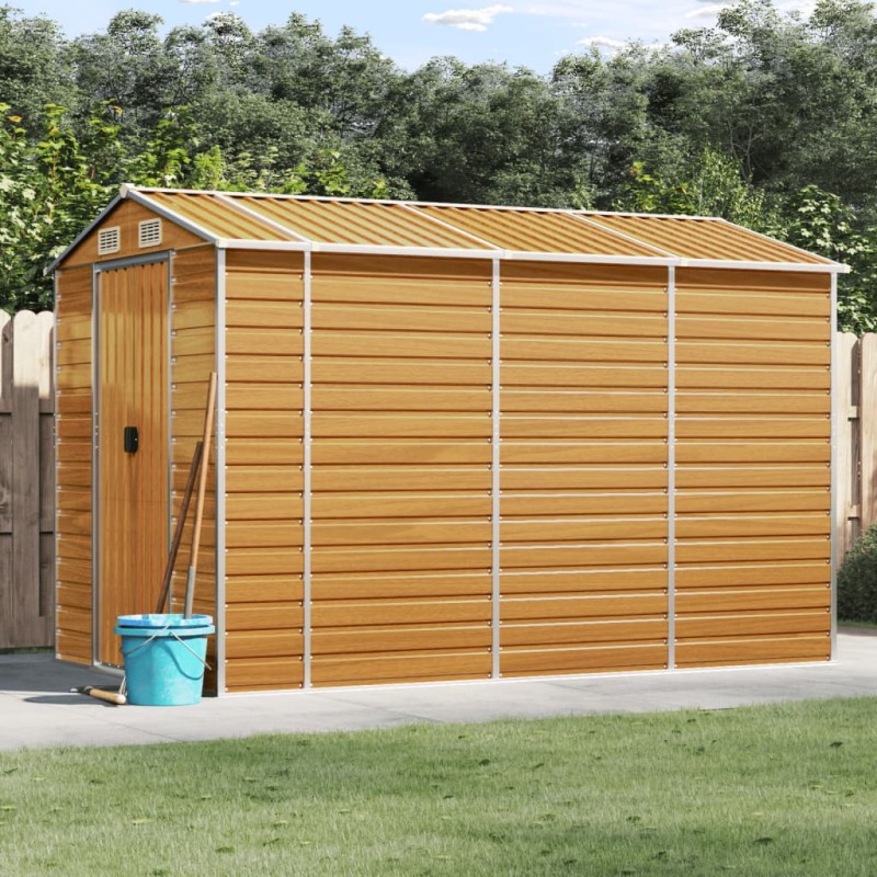 vidaXL Caseta de jardín acero galvanizado marrón claro 191x300x198 cm vidaXL Caseta de jardín acero galvanizado marrón claro 191x300x198 cm