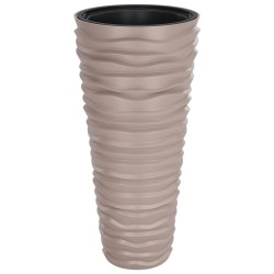 vidaXL Macetero interior extraíble PP aspecto estriado moca 18/45 L