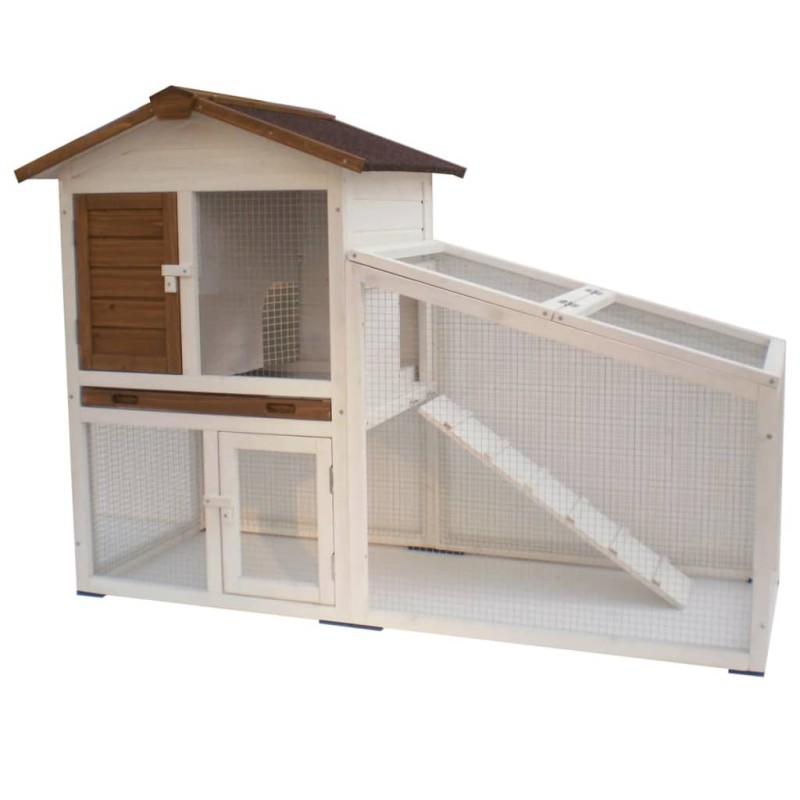 @Pet Conejera Tommy blanco y marrón 140x65x100 cm 20072 @Pet Conejera Tommy blanco y marrón 140x65x100 cm 20072