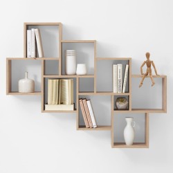 FMD Estantería de pared con 11 compartimentos color roble