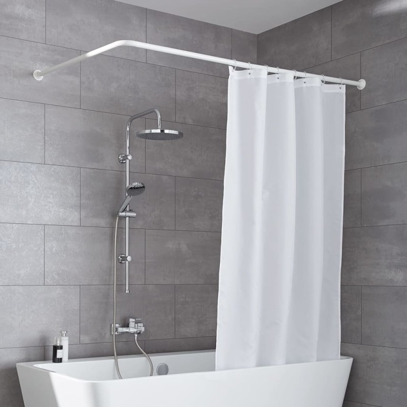 Kleine Wolke Barra para cortina de ducha universal 3 tamaños blanco Kleine Wolke Barra para cortina de ducha universal 3 tamaños blanco