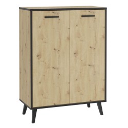 FMD Mueble zapatero 5 compartimentos roble artesanal 68,5x33x93,5 cm