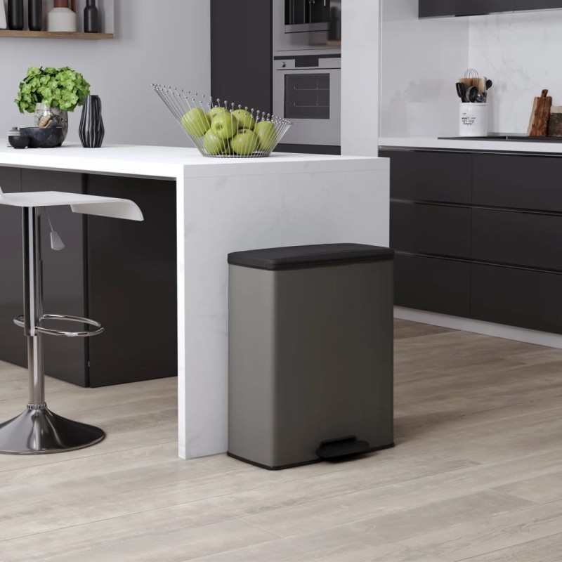Curver Papelera de pedal Deco rectangular gris frío 65 L Curver Papelera de pedal Deco rectangular gris frío 65 L