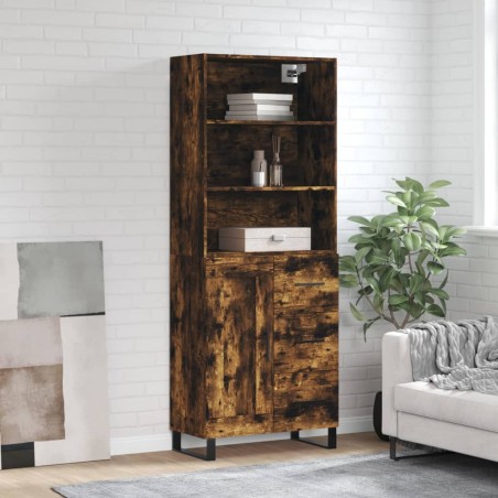 vidaXL Aparador alto madera contrachapada roble ahumado 69,5x34x180 cm