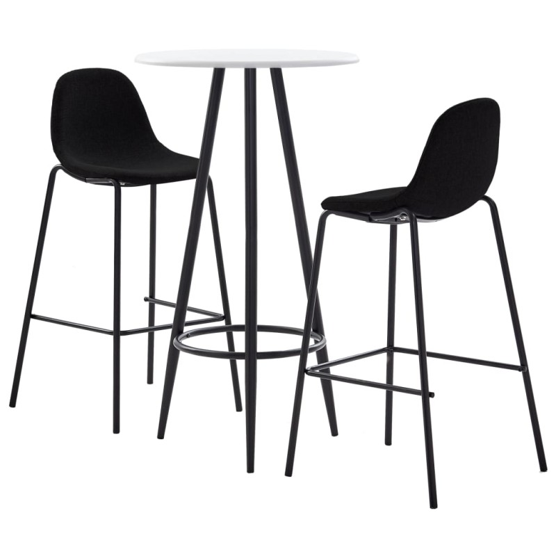 vidaXL Juego de mesa alta y taburetes 3 piezas tela negro vidaXL Juego de mesa alta y taburetes 3 piezas tela negro