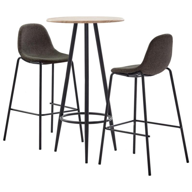 vidaXL Juego de mesa alta y taburetes 3 piezas tela gris oscuro vidaXL Juego de mesa alta y taburetes 3 piezas tela gris oscuro