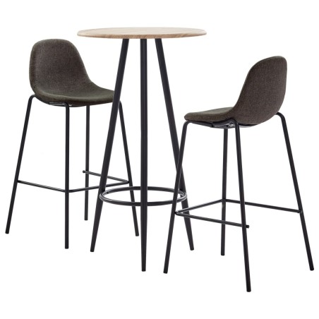 vidaXL Juego de mesa alta y taburetes 3 piezas tela gris oscuro
