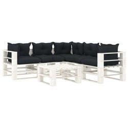 vidaXL Muebles de palets de jardín 6 pzas madera cojines antracita