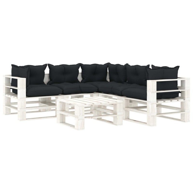 vidaXL Muebles de palets de jardín 6 pzas madera cojines antracita vidaXL Muebles de palets de jardín 6 pzas madera cojines antracita