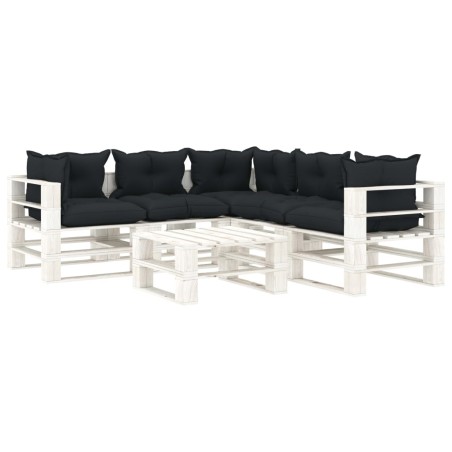 vidaXL Muebles de palets de jardín 6 pzas madera cojines antracita
