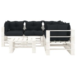 vidaXL Muebles de palets de jardín 6 pzas madera cojines antracita