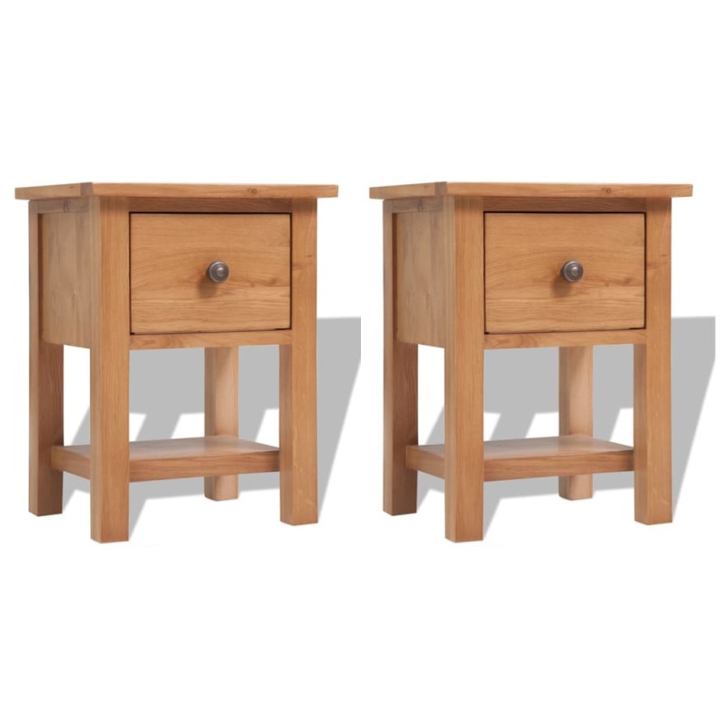 vidaXL Mesitas de noche 2 unidades madera maciza de roble 36x30x47 cm vidaXL Mesitas de noche 2 unidades madera maciza de roble 36x30x47 cm