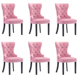 vidaXL Sillas de comedor 6 unidades terciopelo rosa