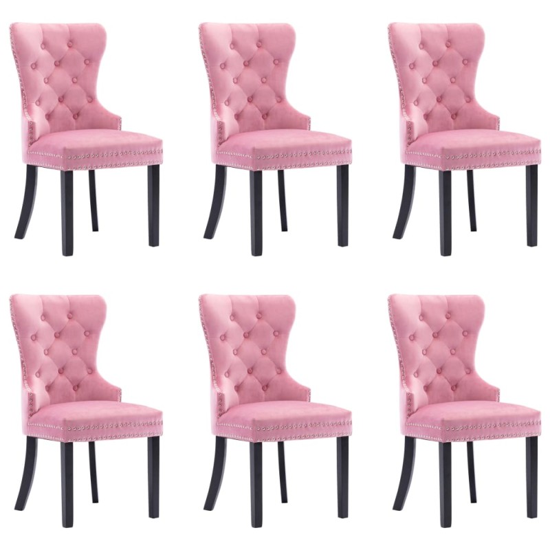 vidaXL Sillas de comedor 6 unidades terciopelo rosa