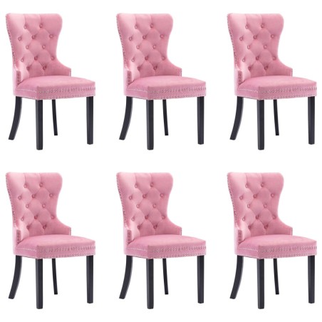 vidaXL Sillas de comedor 6 unidades terciopelo rosa