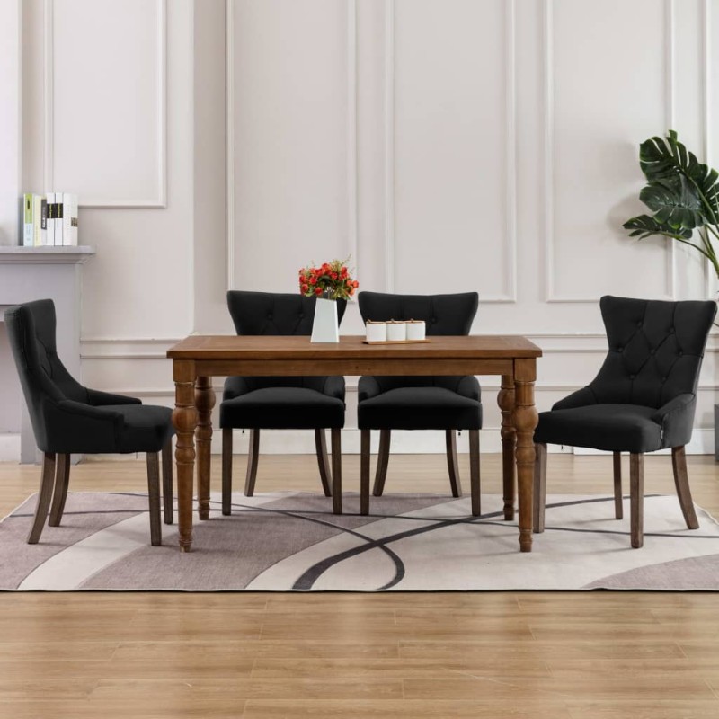 vidaXL Sillas de comedor 4 unidades tela negra vidaXL Sillas de comedor 4 unidades tela negra