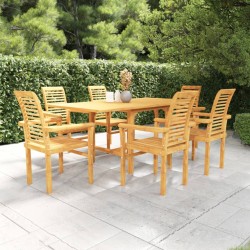 vidaXL Conjunto de comedor de jardín 7 piezas madera maciza de teca
