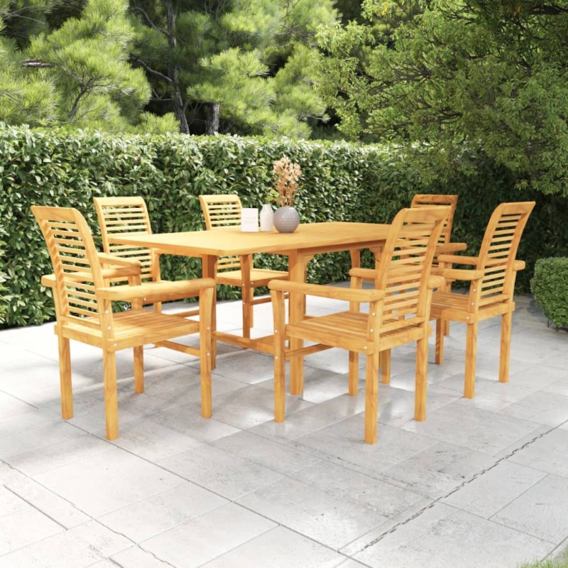 vidaXL Conjunto de comedor de jardín 7 piezas madera maciza de teca vidaXL Conjunto de comedor de jardín 7 piezas madera maciza de teca