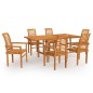 vidaXL Conjunto de comedor de jardín 7 piezas madera maciza de teca vidaXL Conjunto de comedor de jardín 7 piezas madera maciza de teca