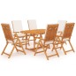 vidaXL Juego de comedor para jardín 7 piezas teca maciza y cojines 