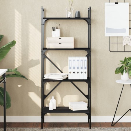 vidaXL Librería de 4 estantes madera ingeniería negro 56x31,5x138,5 cm