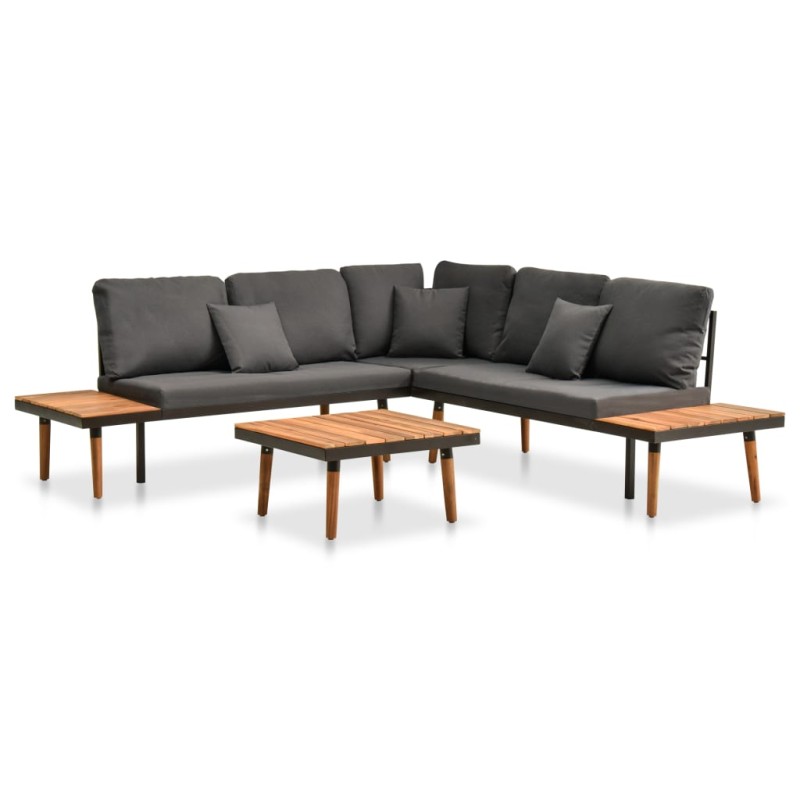 vidaXL Set de muebles de jardín 4 piezas con cojines madera de acacia vidaXL Set de muebles de jardín 4 piezas con cojines madera de acacia