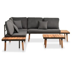 vidaXL Set de muebles de jardín 4 piezas con cojines madera de acacia 