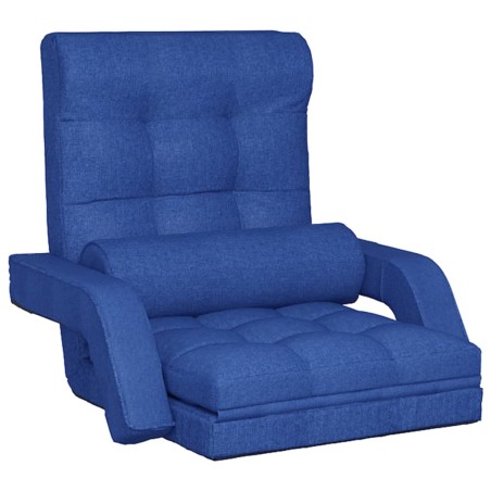 vidaXL Silla de suelo plegable con función de cama de tela azul