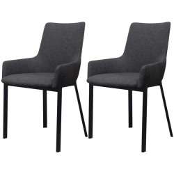 vidaXL Sillas de comedor 2 unidades tela gris oscuro