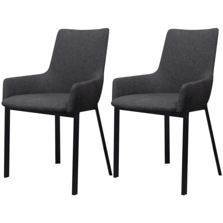 vidaXL Sillas de comedor 2 unidades tela gris oscuro