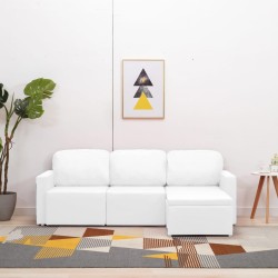 vidaXL Sofá cama modular de 3 plazas de cuero sintético blanco